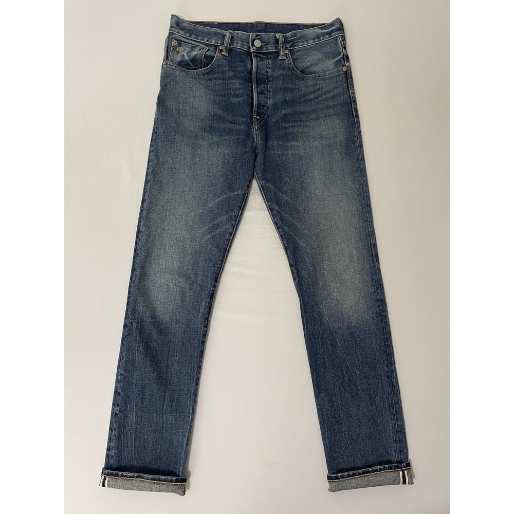 RRL Ralph Lauren Stretch Selvedge Straight Leg Jeans Blue Denim Womens Size 29